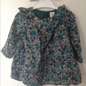 Baby gap 12-18 toddler dress dark green floral